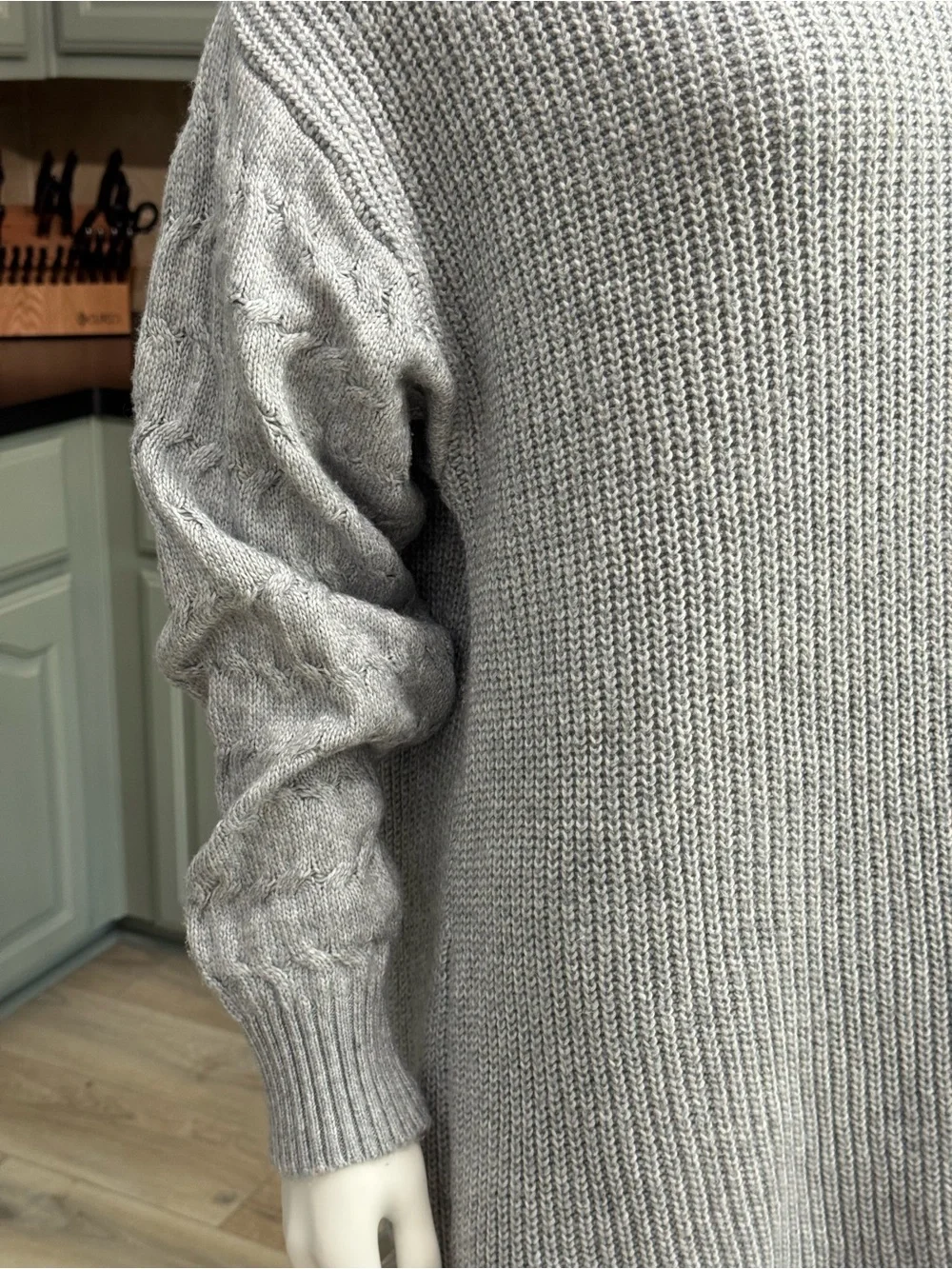 𝙎𝙩 𝙅𝙤𝙝𝙣'𝙨 𝘽𝙖𝙮 Tunic Sweater Dress Gray Cable Knit Turtleneck XL